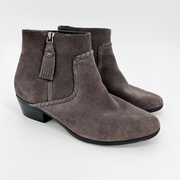 Jack Rogers Dylan Waterproof Ankle Bootie Womens 9.5M Gray Suede Leather Western - Picture 1 of 12